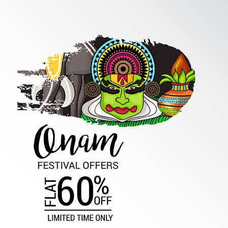 illustration of a Background for Happy onam.のイラスト素材