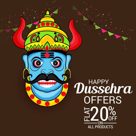 Vector illustration of a banner for Happy Dussehra.のイラスト素材