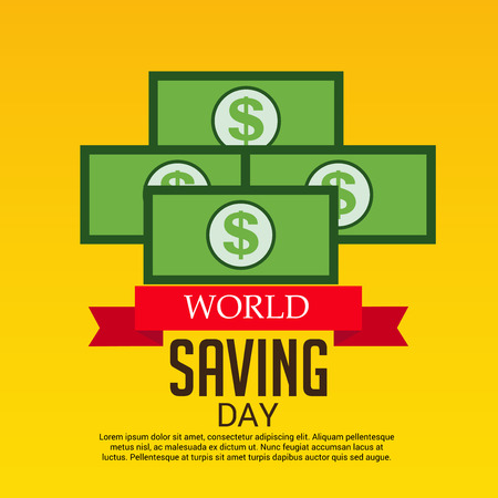 World saving day text with dollar bills vector illustration.のイラスト素材