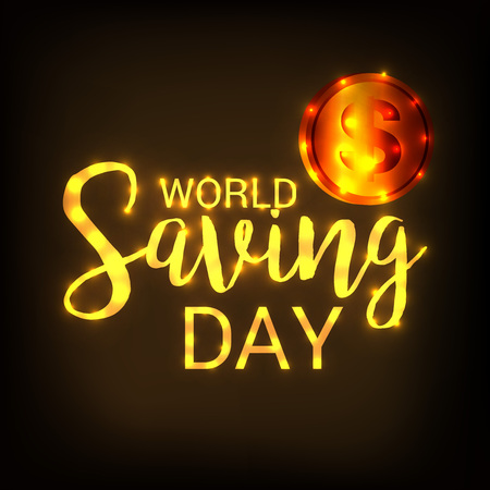 World Saving Day - concept abstract coin design for Banner, poster on a black backgroundのイラスト素材