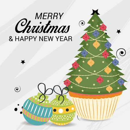 Merry Christmas with treeのイラスト素材