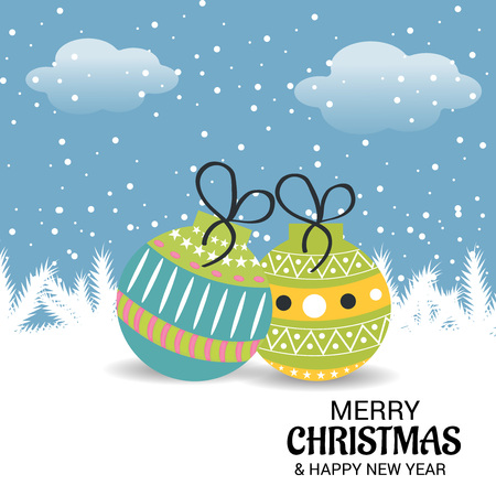 Merry Christmas with ballsのイラスト素材