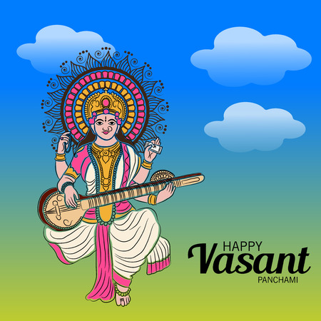 Happy Vasant Panchami. Vector illustration.のイラスト素材