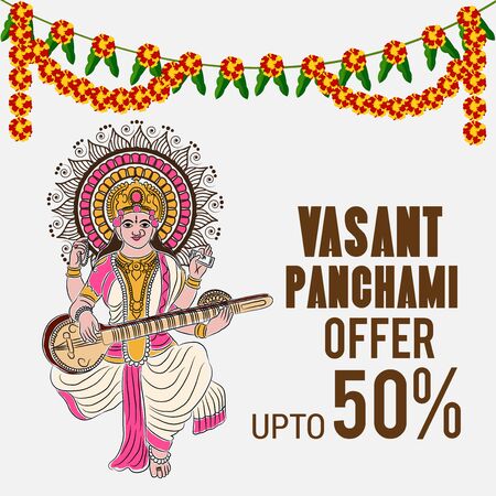 Happy Vasant Panchami. Vector illustration.のイラスト素材