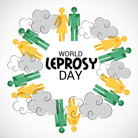 World Leprosy day vector on white background with female and male icon.のイラスト素材