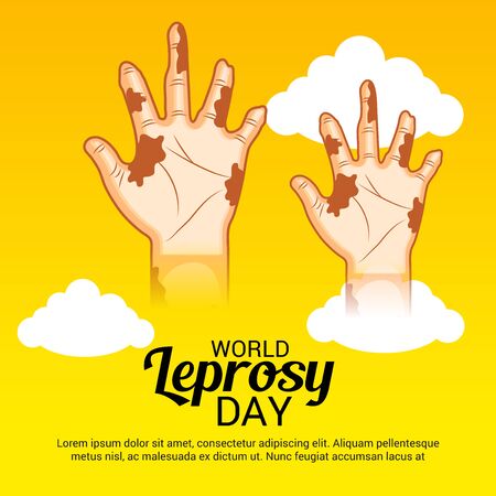 World Leprosy day vector on orange yellow background. Hands with scars.のイラスト素材
