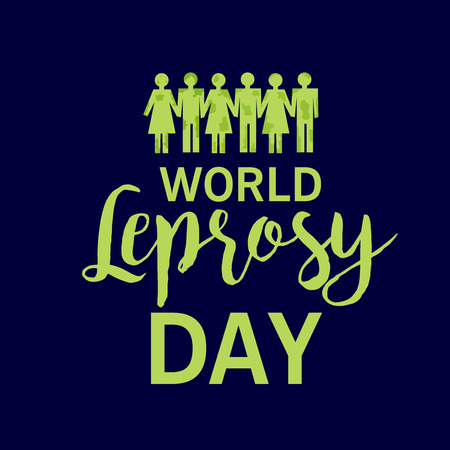 World Leprosy day. People icons on blue background. Vector illustration.のイラスト素材