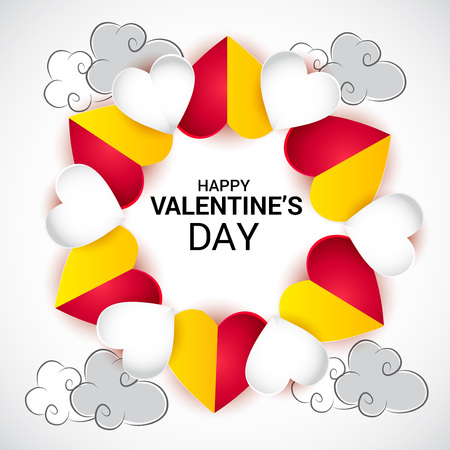 hearts and clouds. Happy Valentine's Day. Vector illustration.のイラスト素材