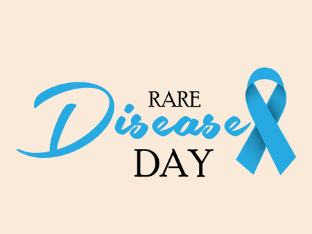Rare Disease Day banner with ribbon illustration on light background.のイラスト素材