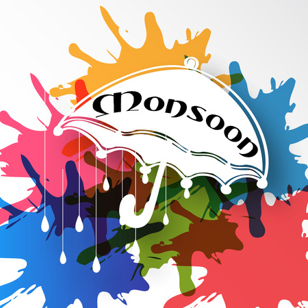Happy Monsoon Offer commercial concept design vector.のイラスト素材