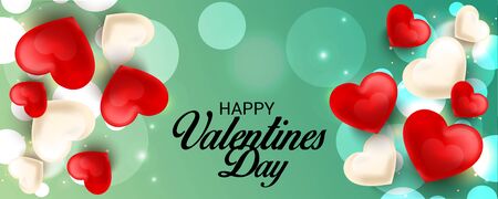 Happy Valentines Day card with heart abstract design over green backgroundのイラスト素材