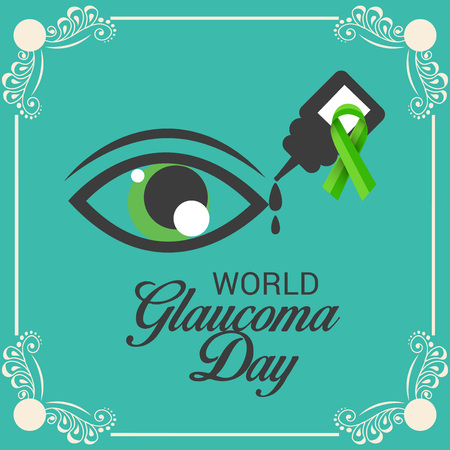 World Glaucoma Day banner in teal color backgroundのイラスト素材