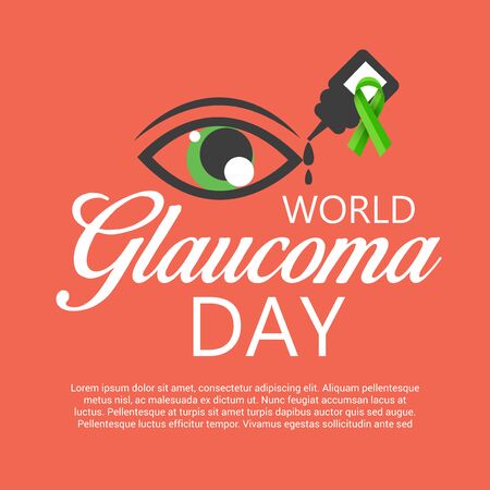 World Glaucoma Day banner in orange color backgroundのイラスト素材