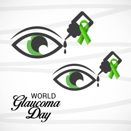 World Glaucoma Day, eyes and medicine eye dropper illustration.のイラスト素材