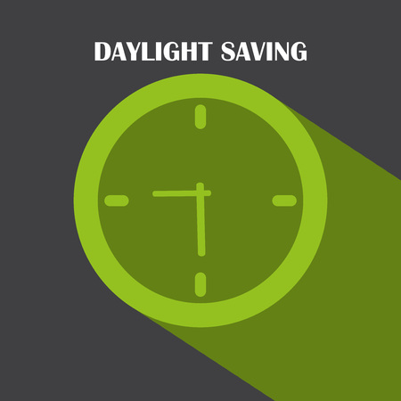 Daylight Saving green with clock  over black backgroundのイラスト素材