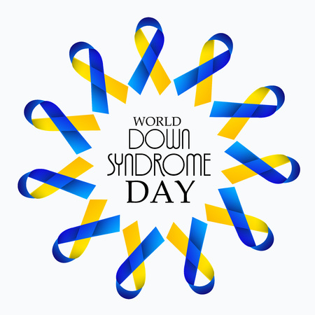 World Down Syndrome Day with ribbons.のイラスト素材