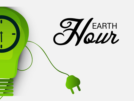 Earth Hour concept illustration  with green light bulb clock graphic design.のイラスト素材