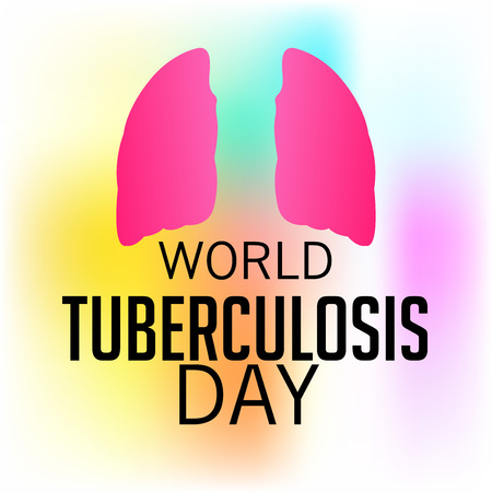 World Tuberculosis Day text with lungs illustration and colorful background.のイラスト素材