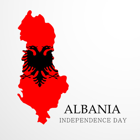 Albania Independence Day text, with flag within the map of Albania design illustration.のイラスト素材