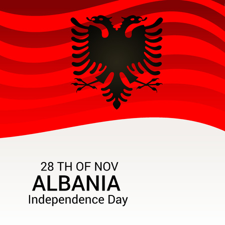 Albania Independence Day text  with flag of Albania illustration.のイラスト素材
