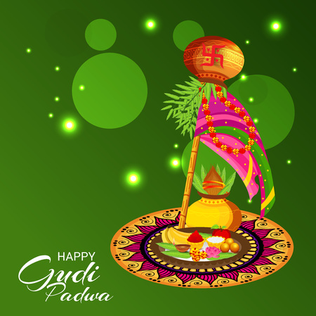 Happy Gudi Padwa colorful creative card designのイラスト素材