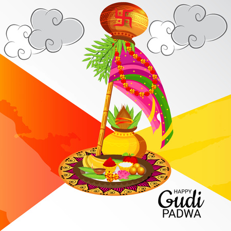 Happy Gudi Padwa. Vector illustrationのイラスト素材