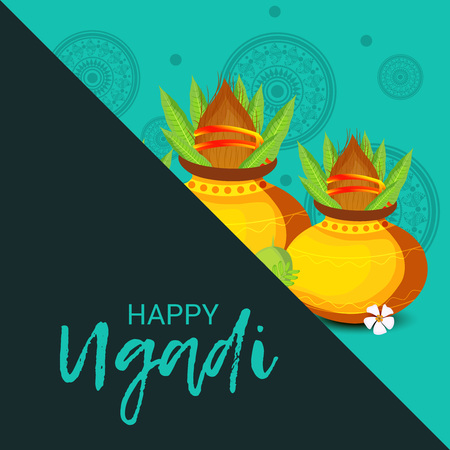 Happy Ugadi poster design concept.のイラスト素材