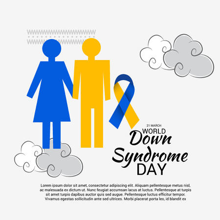 World Down Syndrome Day with child and ribbon illustration.のイラスト素材