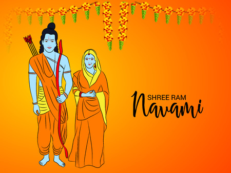 Happy Ram Navami vector illustration.のイラスト素材