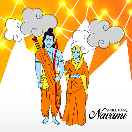 Happy Ram Navami vector illustration.のイラスト素材