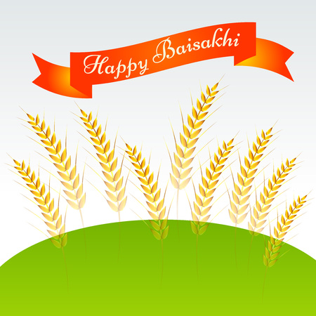 Happy Baisakhi with harvest illustration light background.のイラスト素材