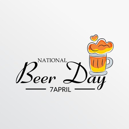 National Beer Day banner with text and beer mug  on light background. Vector illustration.のイラスト素材