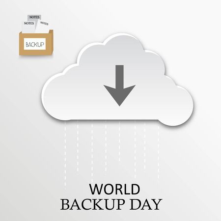 World Backup Day lettering with notes on light background.のイラスト素材