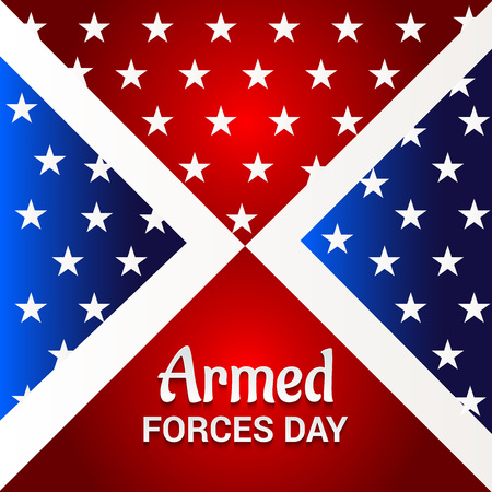 Armed Forces Day banner with white stars, on red and blue background. Vector illustration.のイラスト素材