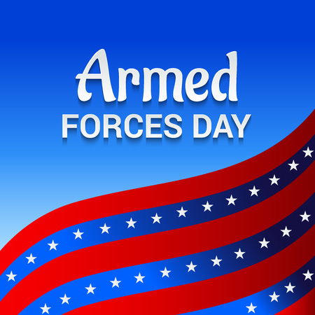 Armed Forces Day with white stars, red and blue stripes on blue background. Vector illustration.のイラスト素材