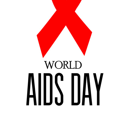World Aids Day concept with text and red ribbon on white background. vector illustration.のイラスト素材