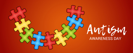 World autism awareness day banner with colorful design.のイラスト素材
