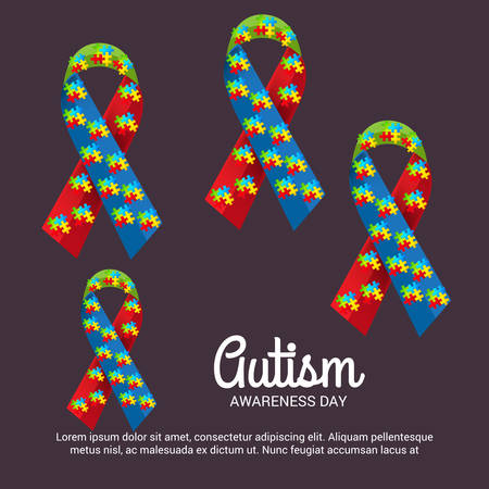 World autism awareness day with colorful ribbons banner.のイラスト素材