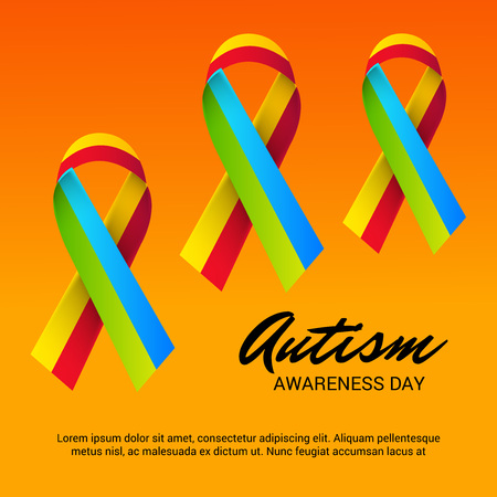 World autism awareness day with colorful ribbons banner.のイラスト素材