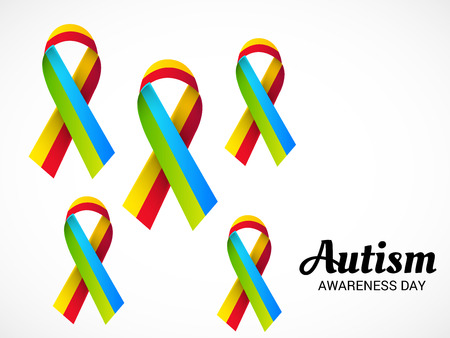 World autism awareness day with colorful ribbons banner.のイラスト素材