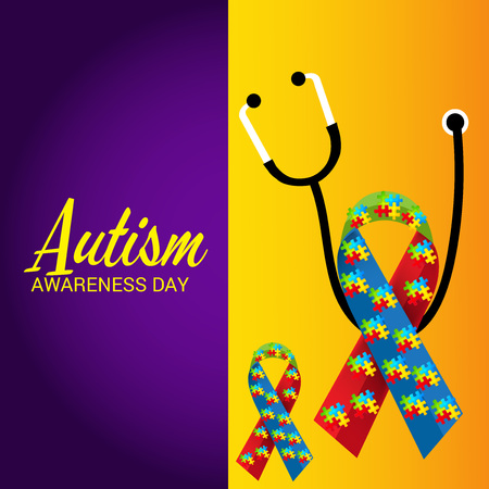 World autism awareness day colorful banner.のイラスト素材