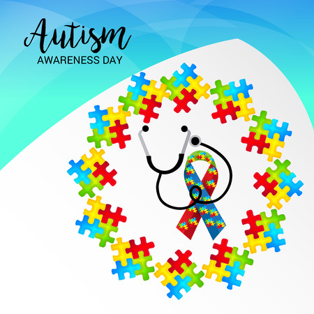 World autism awareness day colorful banner.のイラスト素材