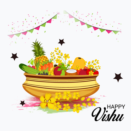 Happy Vishu isolated on colorful presentationのイラスト素材
