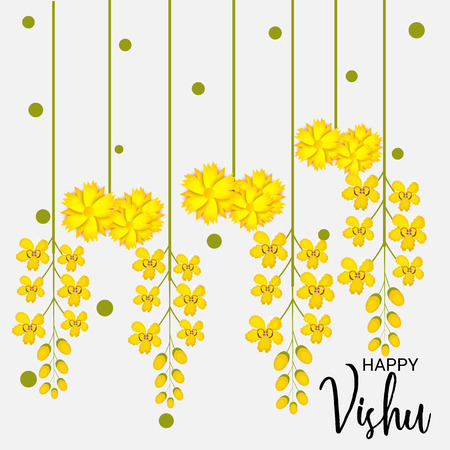 Happy Vishu with floral ornaments.のイラスト素材