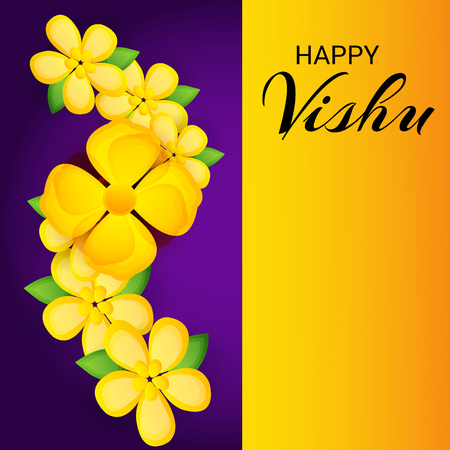 Happy Vishu with yellow flowers.のイラスト素材