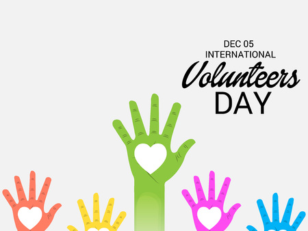 International Volunteers Day with hands illustration.のイラスト素材