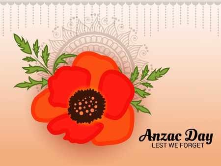 Anzac Day with flower illustration on light background.のイラスト素材