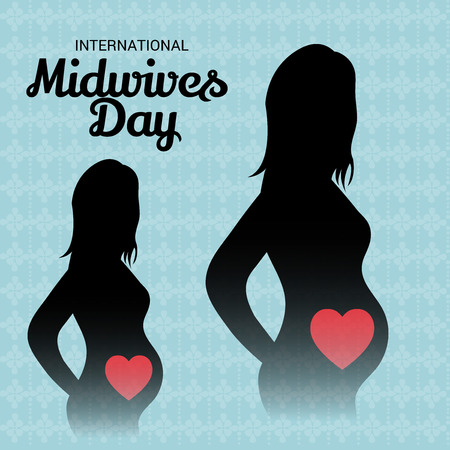 International Midwives Day, typography and pregnancy Illustration.のイラスト素材