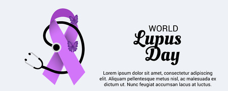 World Lupus Day, typography and ribbon illustration.のイラスト素材