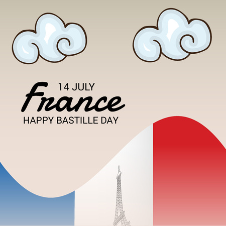 14th of July. Happy Bastille Day.のイラスト素材